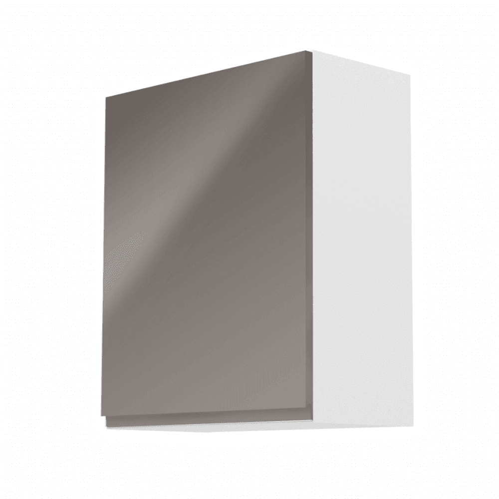 KONDELA Horná skrinka, biela / šedý extra vysoký lesk, ľavá, AURORA G601F